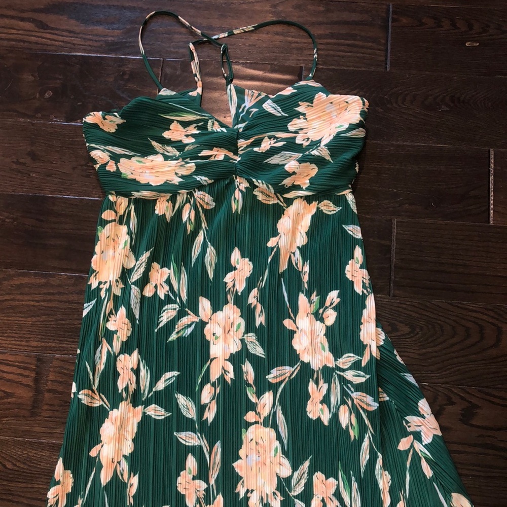A new day green floral leather maxi dress size large new with tags - Picture 2 of 9